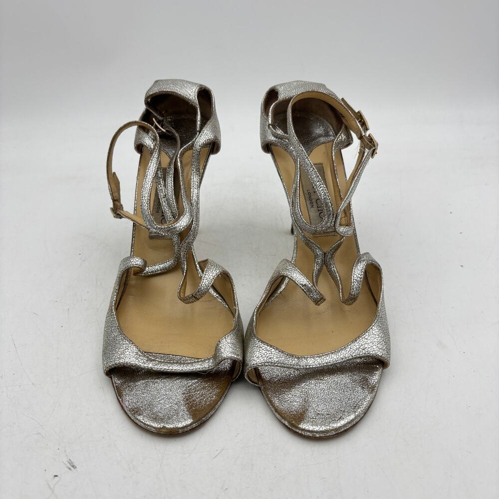 Jimmy Choo Silver Strappy Stiletto Heels Women's 42 US 12 Made in Italy